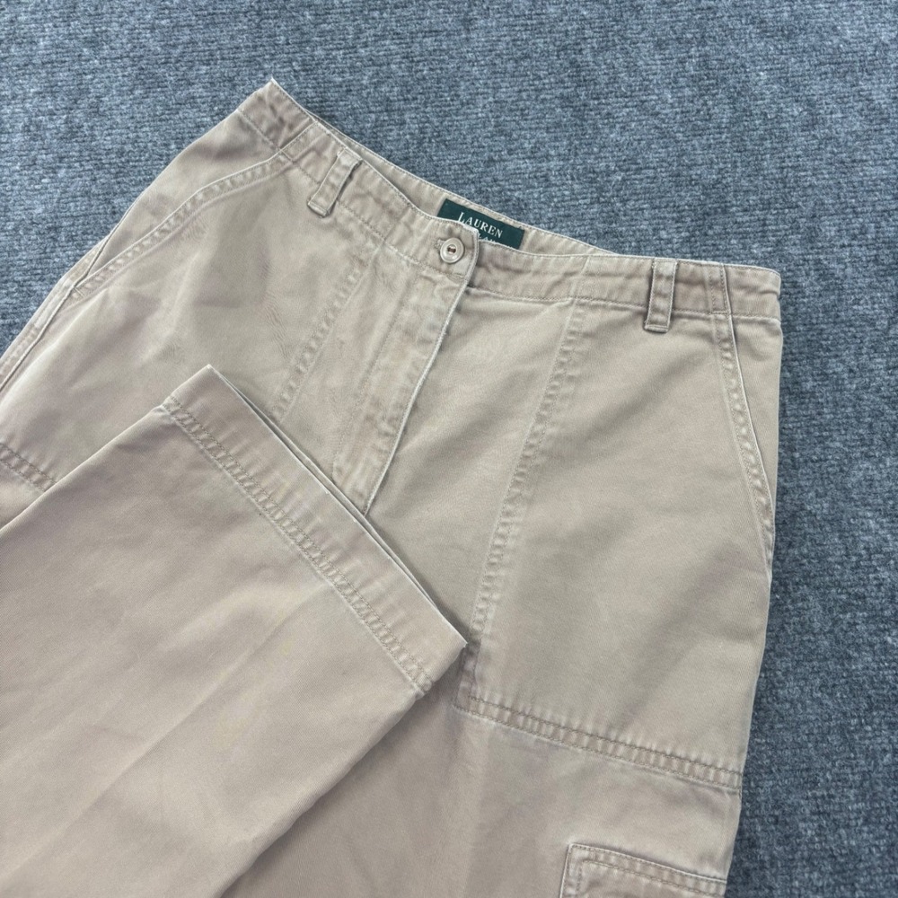 Lauren Ralph Lauren Cargo‎ Pants 29W x 27L Khaki Cotton Zip Pocket Utility Women